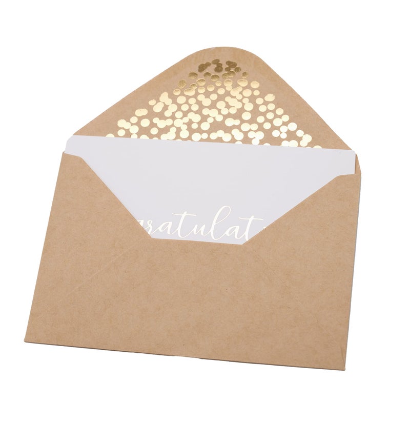 Partay Shenanigans 50 Pack Congratulations Card â€“ Elegant Greeting Cards With â€˜â€™Congratulationsâ€™â€™ Embossed In Gold Foil Letters â€“ For Engagement, Graduation, Wedding - 52 Kraft Envelopes Included - 4" x 6" - White - Image 5